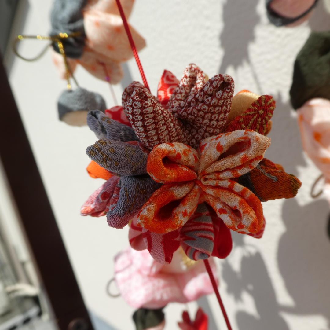 古布　正絹　吊るし雛　錦紗縮緬　疋田模様　麻の葉　くくり花　さげもん　鬼しぼ