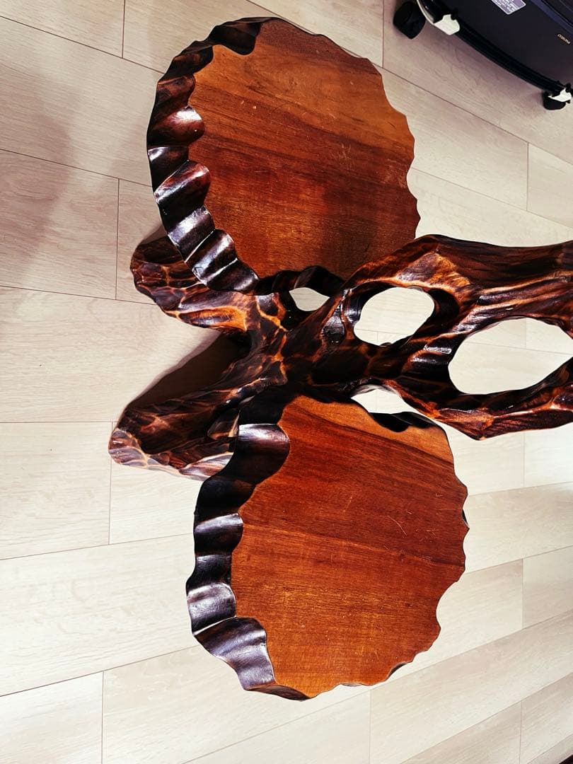 天然木 三段 アンティーク サイドテーブル 花台