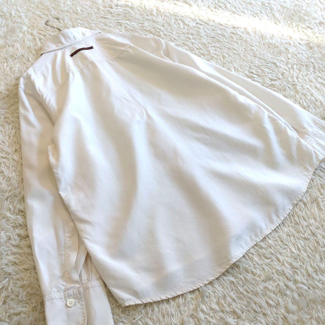 GUCCI　レギュラーカラーバックシェリーラインリボンテープシルクブラウス