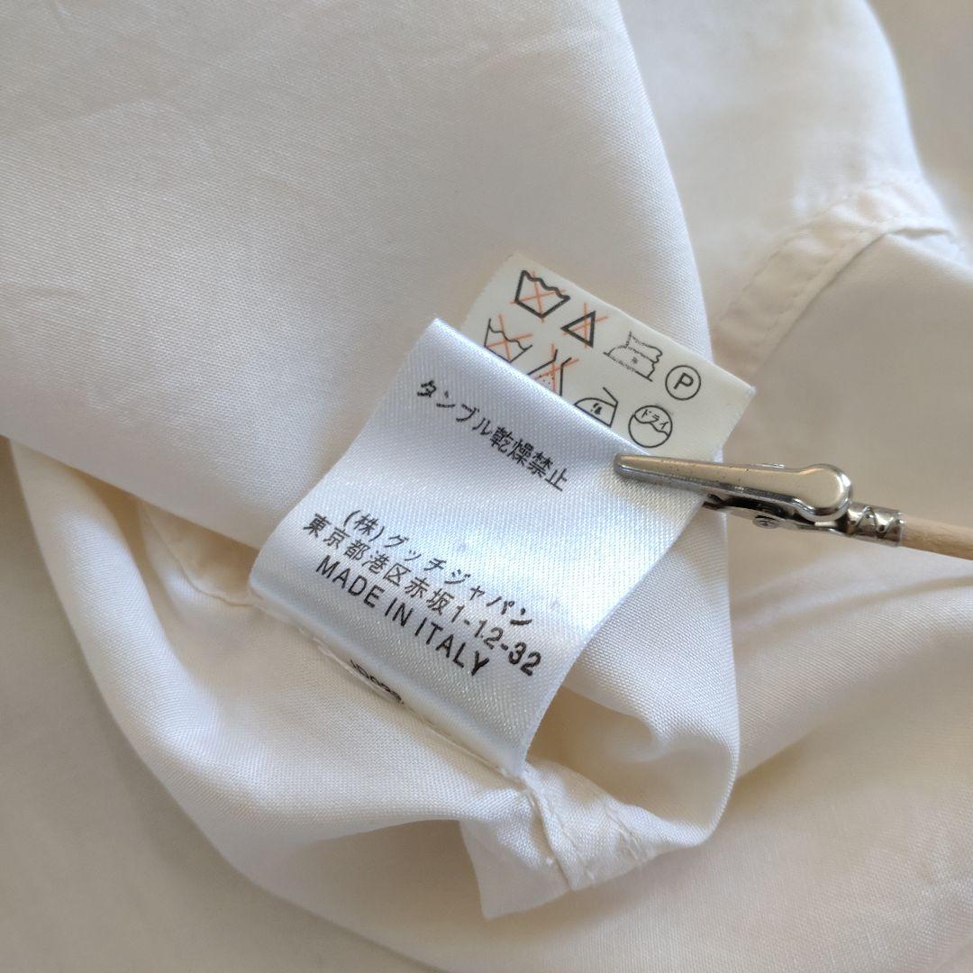 GUCCI　レギュラーカラーバックシェリーラインリボンテープシルクブラウス