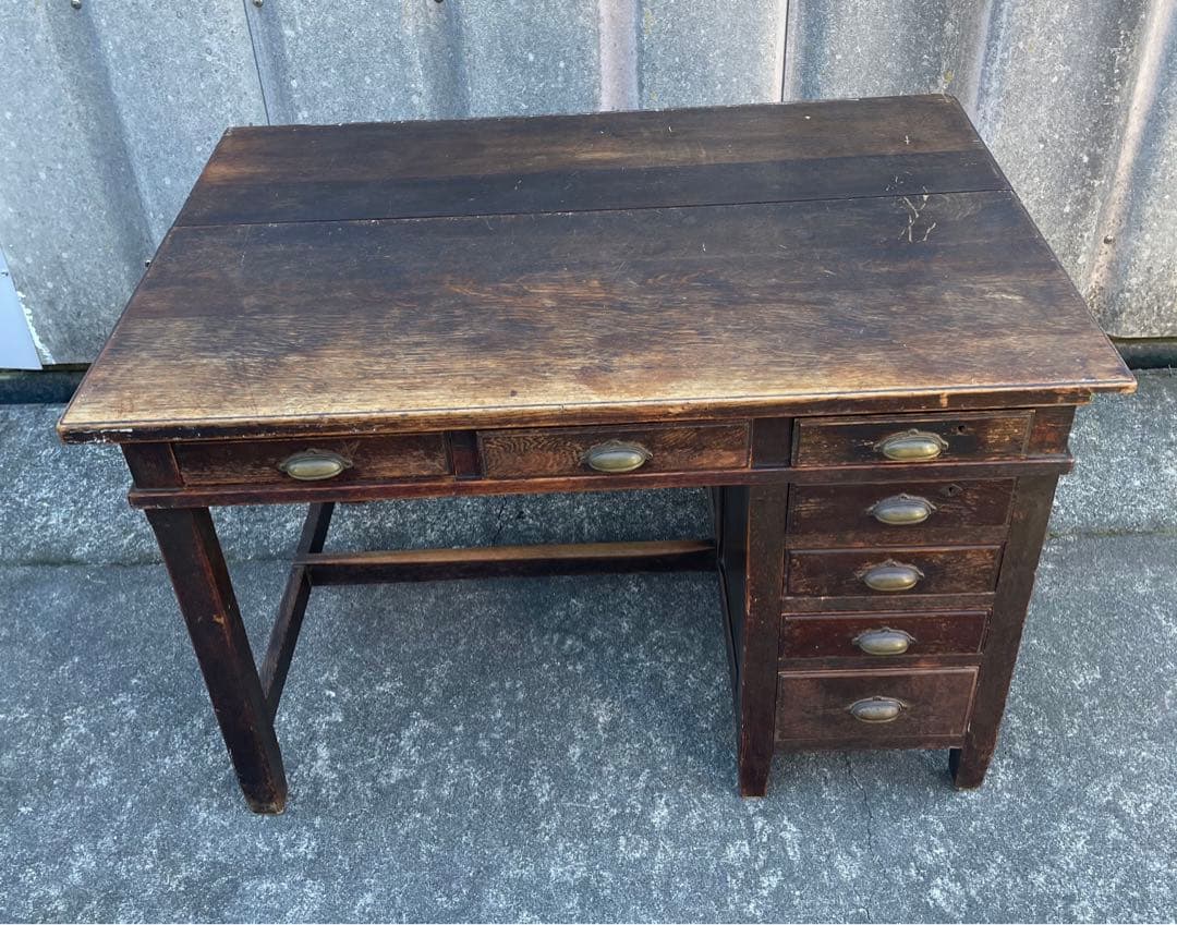 ビンテージ/古道具/無垢材/片袖机/書斎机/学習机/作業台/デスク/店舗什器/⑨