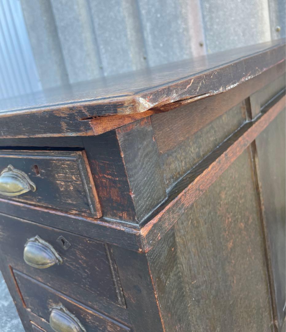 ビンテージ/古道具/無垢材/片袖机/書斎机/学習机/作業台/デスク/店舗什器/⑨