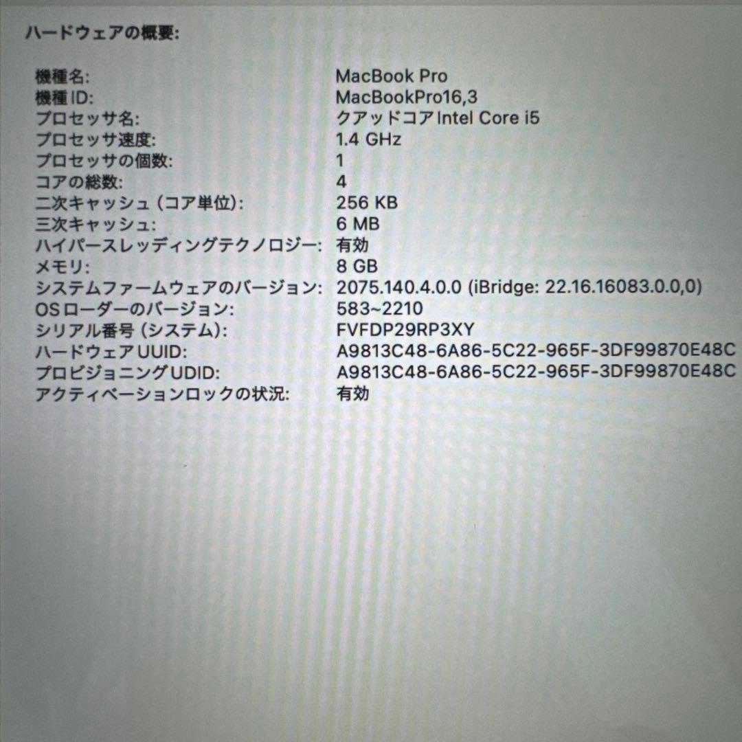 【美品オプション付き】13.3インチMacBook Pro 2020年製