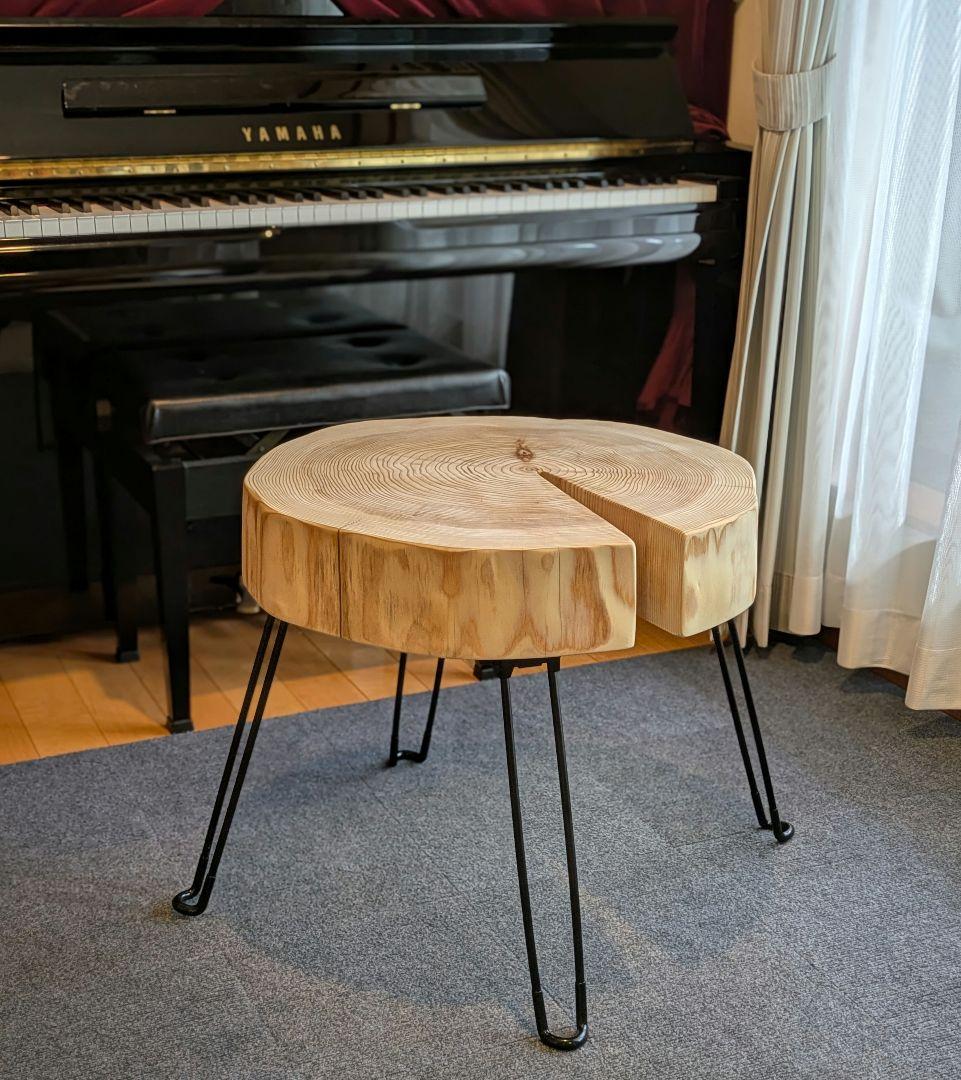 杉　アイアン脚　テーブル　切り株　 輪切り　高さ約52㎝