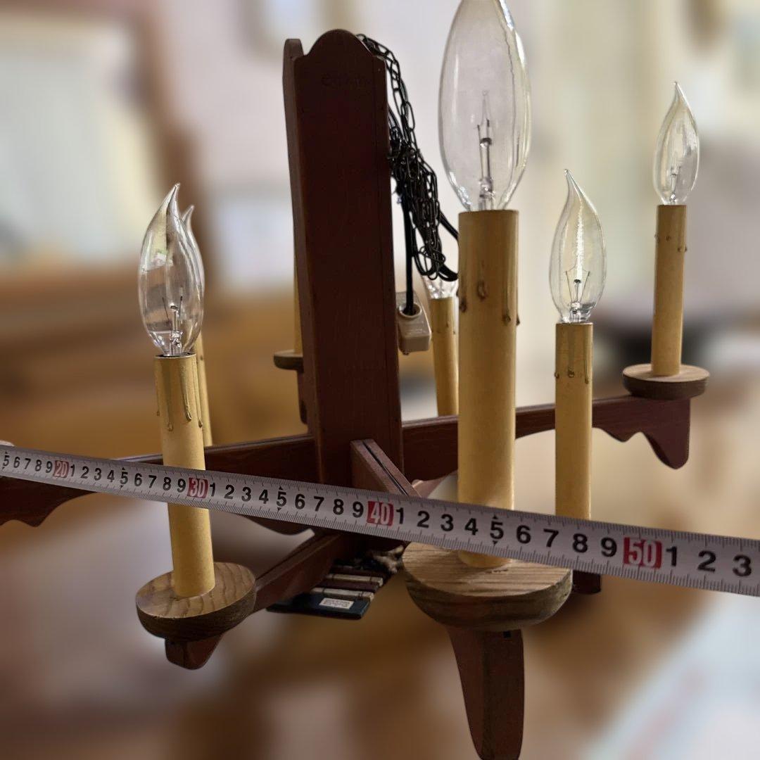 アンファン シャンデリア カントリー 木製 8灯 レトロ