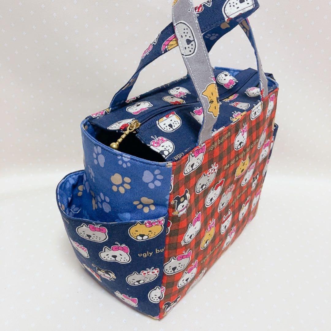 チャッピー。 A4サイズ トートバッグ ポーチ ねこ生地パッチワーク