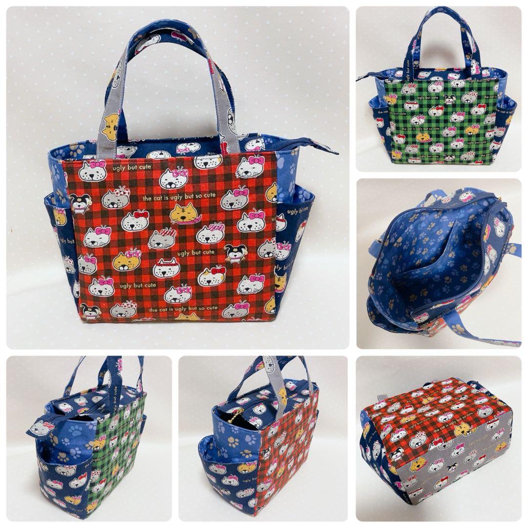 チャッピー。 A4サイズ トートバッグ ポーチ ねこ生地パッチワーク