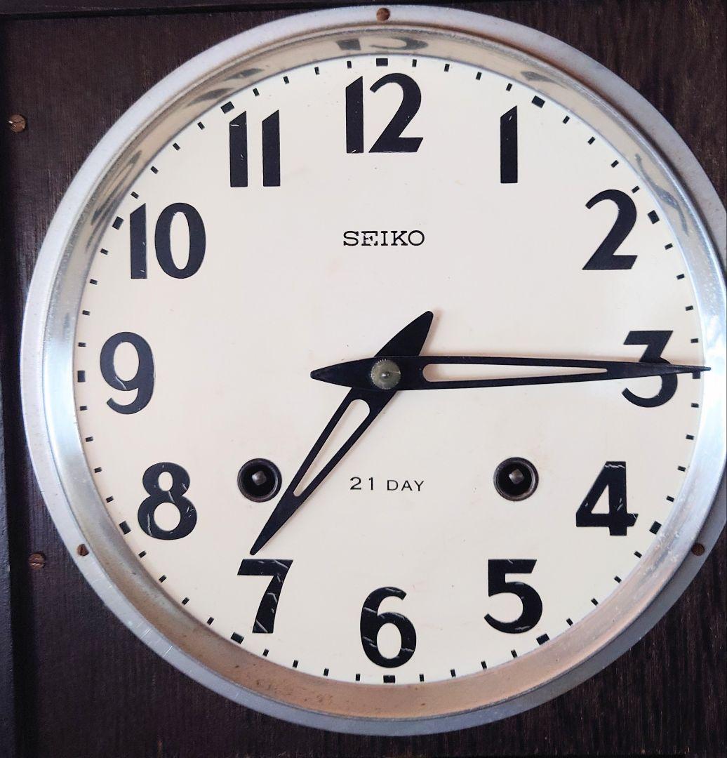 〈完動・美品〉SEIKO　21日巻き箱型ゼンマイ振り子時計　昭和レトロ古時計