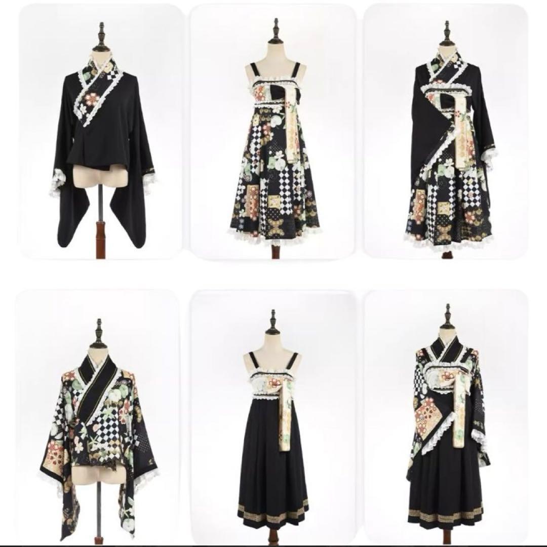 袴風 和柄ロリータロングワンピース　ブラウス　お得な2点セット