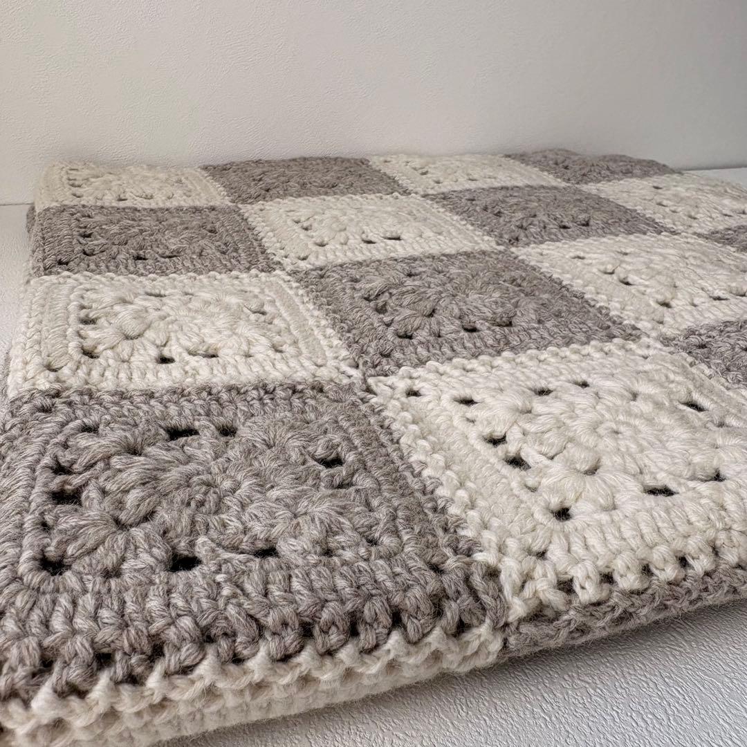 モチーフ編み　ブランケット　ひざ掛け　ハンドメイド