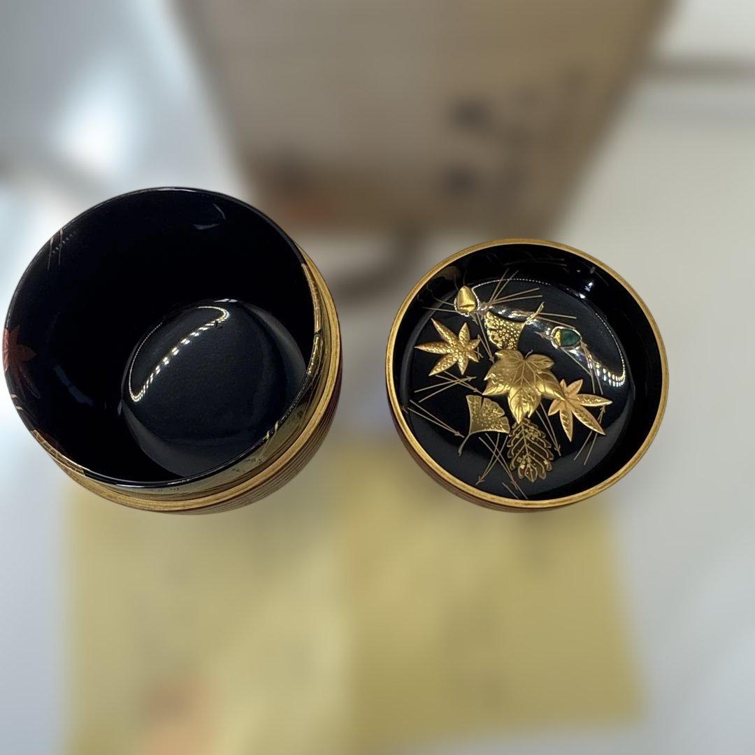 吹寄蒔絵　古川治樹　茶道具 金箔装飾 ろくろ目棗