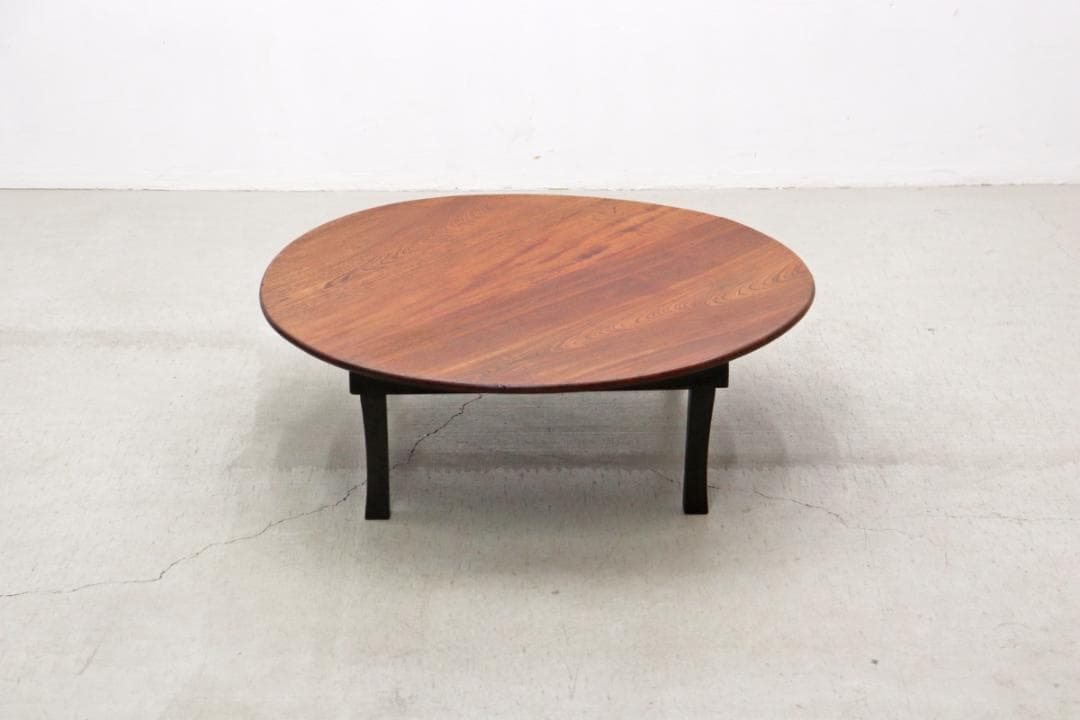 レトロ ちゃぶ台 円卓 円型 座卓 机 ローテーブル テーブル 無垢材 折り畳み