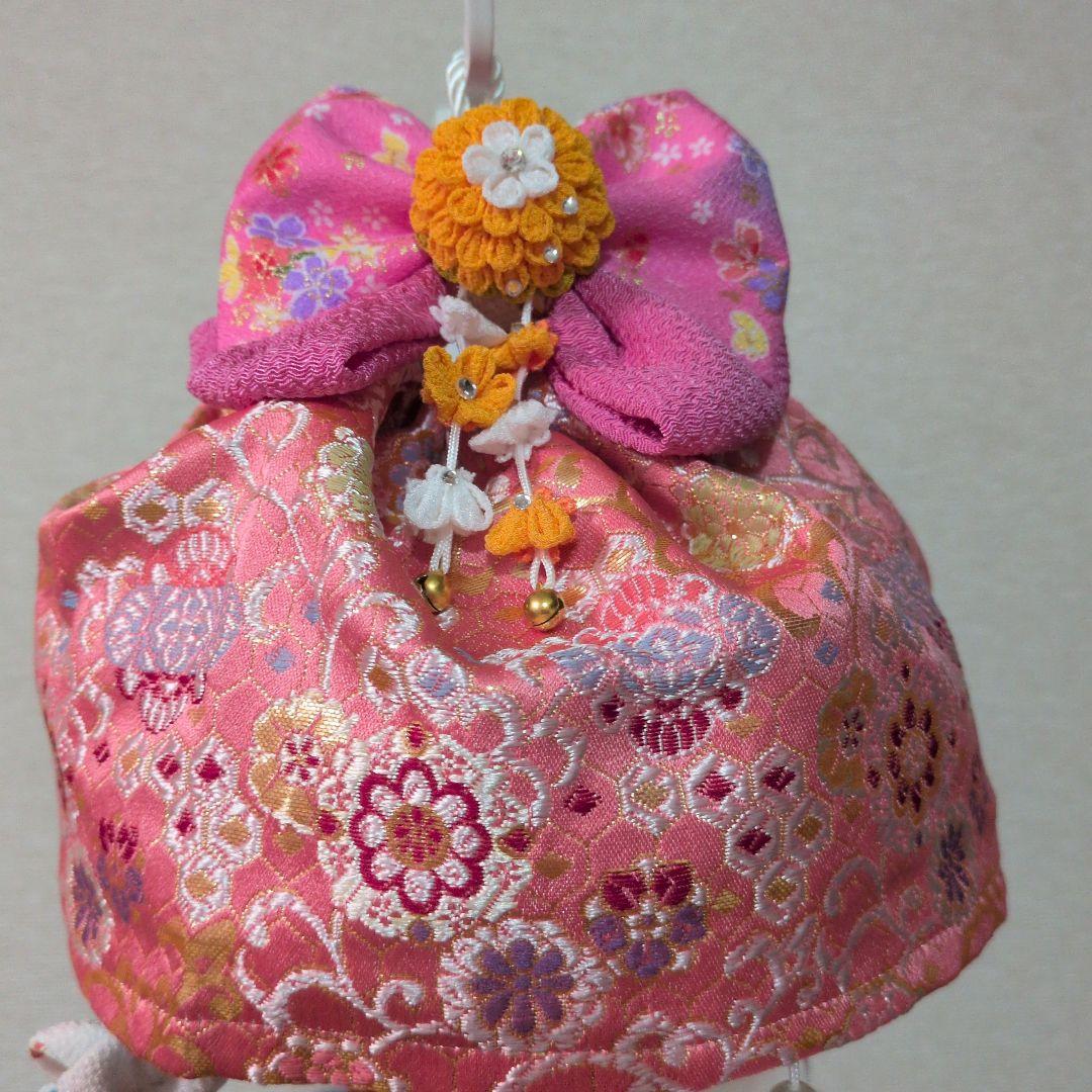 つまみ細工吊るし雛　髪飾り付き　　お雛様　ピンク紫
