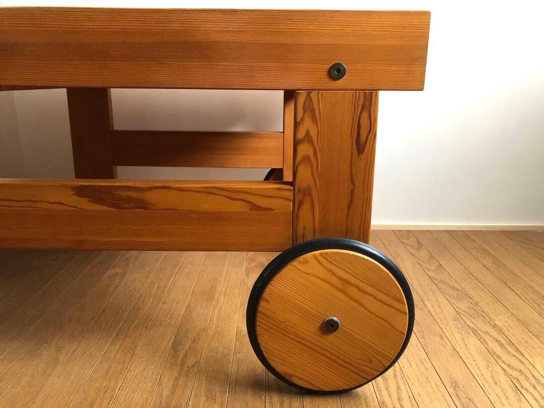 北欧ヴィンテージ スウェーデン製 パイン材 ワゴン トローリー サイドテーブル