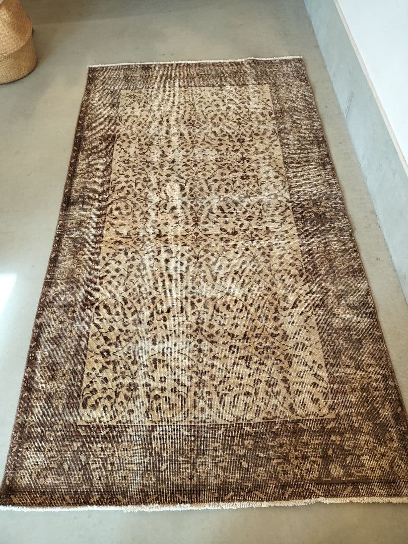 【napさま専用】ベージュとココアブラウン　フラワーラグNo.720