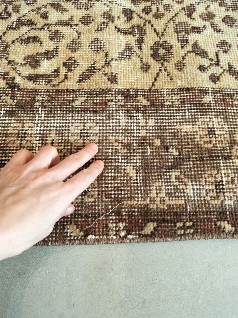 【napさま専用】ベージュとココアブラウン　フラワーラグNo.720