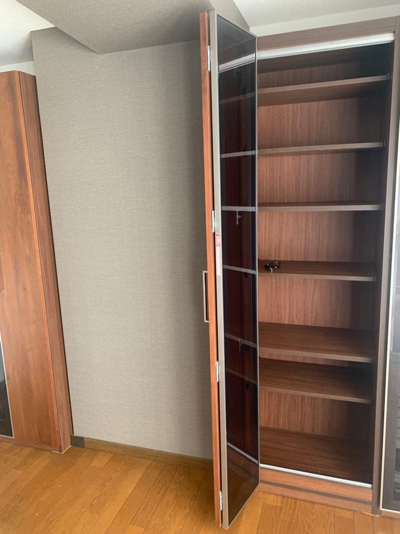 ブラウン木製スリム収納キャビネット　美品