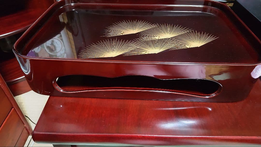 天然木加工品　輪島型〜四揃溜沈金京松