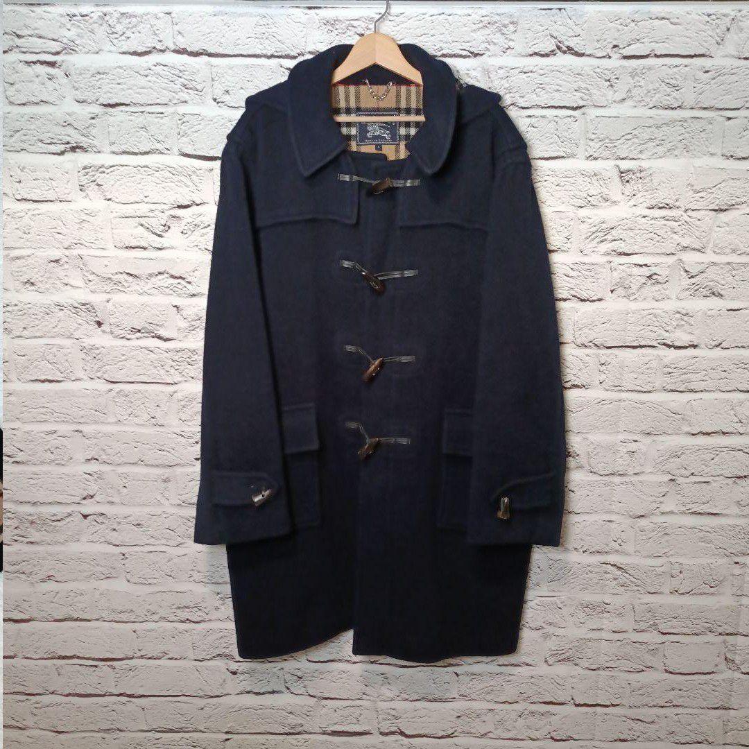希少■Burberrys ウール ダッフルコート ネイビー ノバチェック 英国製