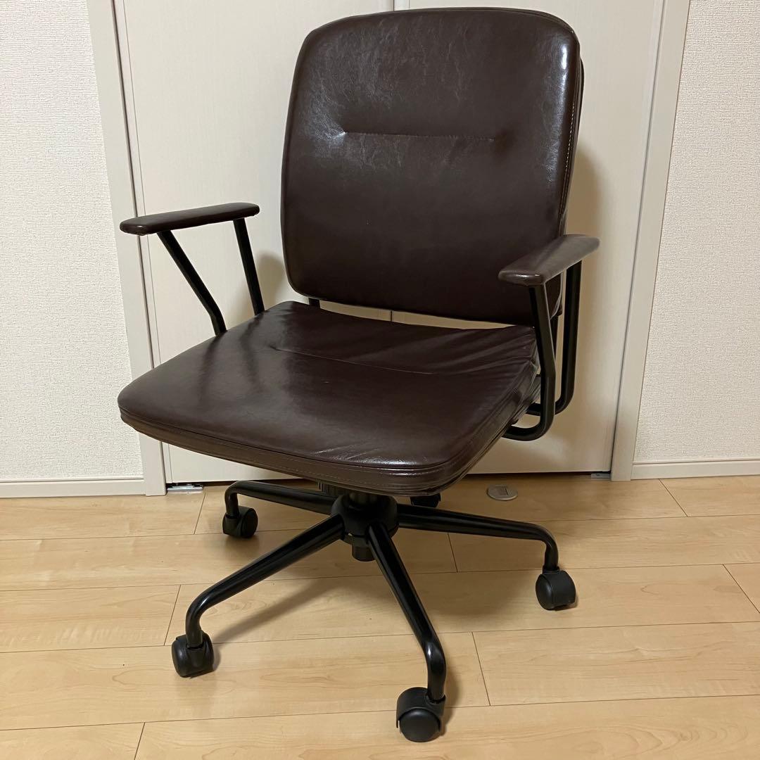 ニトリ (Nシールド スモークDH DBR) レザー調 高さ調節 回転チェア