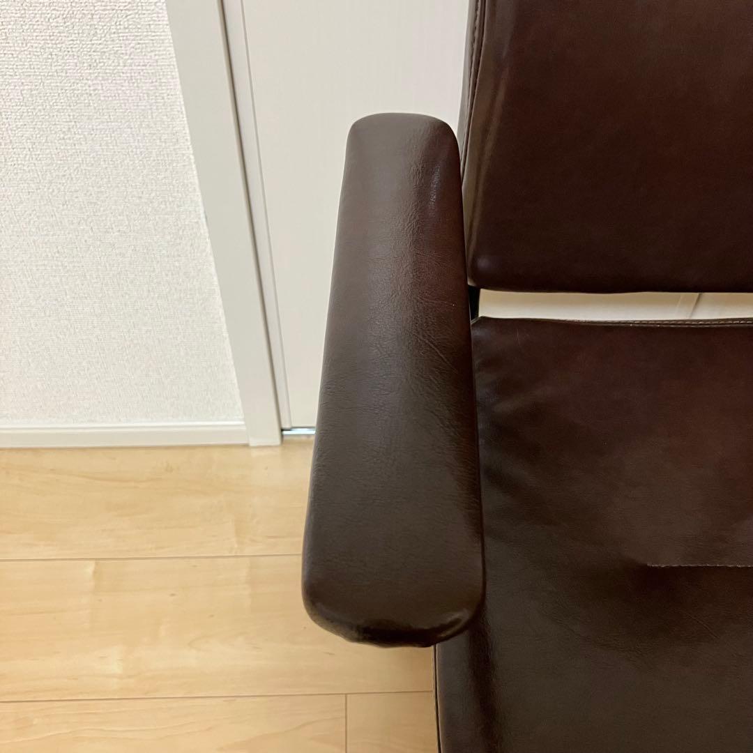 ニトリ (Nシールド スモークDH DBR) レザー調 高さ調節 回転チェア