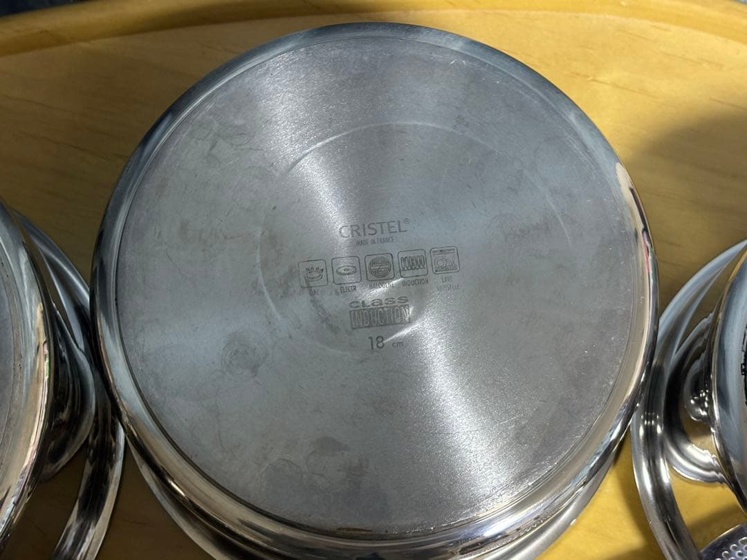クリステル 深鍋 16/18/20cm 蓋付き 10点セット（内ハンドル2本）