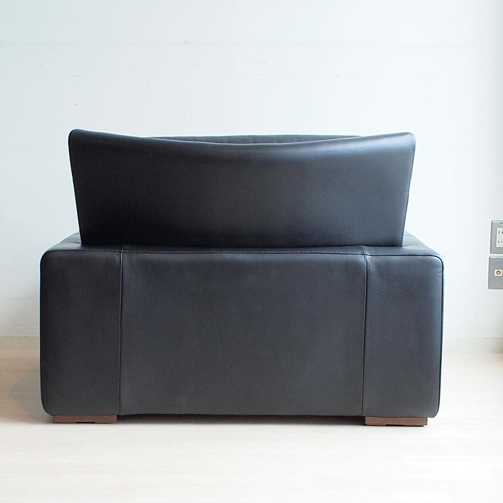 イタリア製 ニコレッティ/Nicoletti 本革 ソファ 1人掛け 黒革