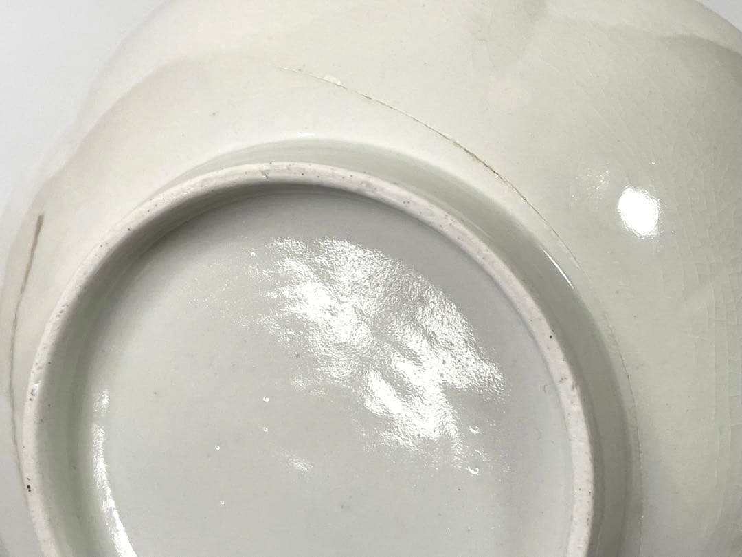 骨董　アンティーク　色絵　柿右衛門　花文様　鞠　輪花縁　鉢　菓子鉢