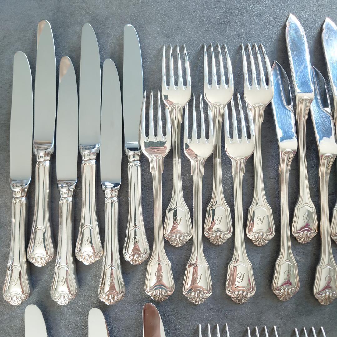 クリストフル ポートロイヤル54点ローマ字入り+ブールカトラリーレスト6点