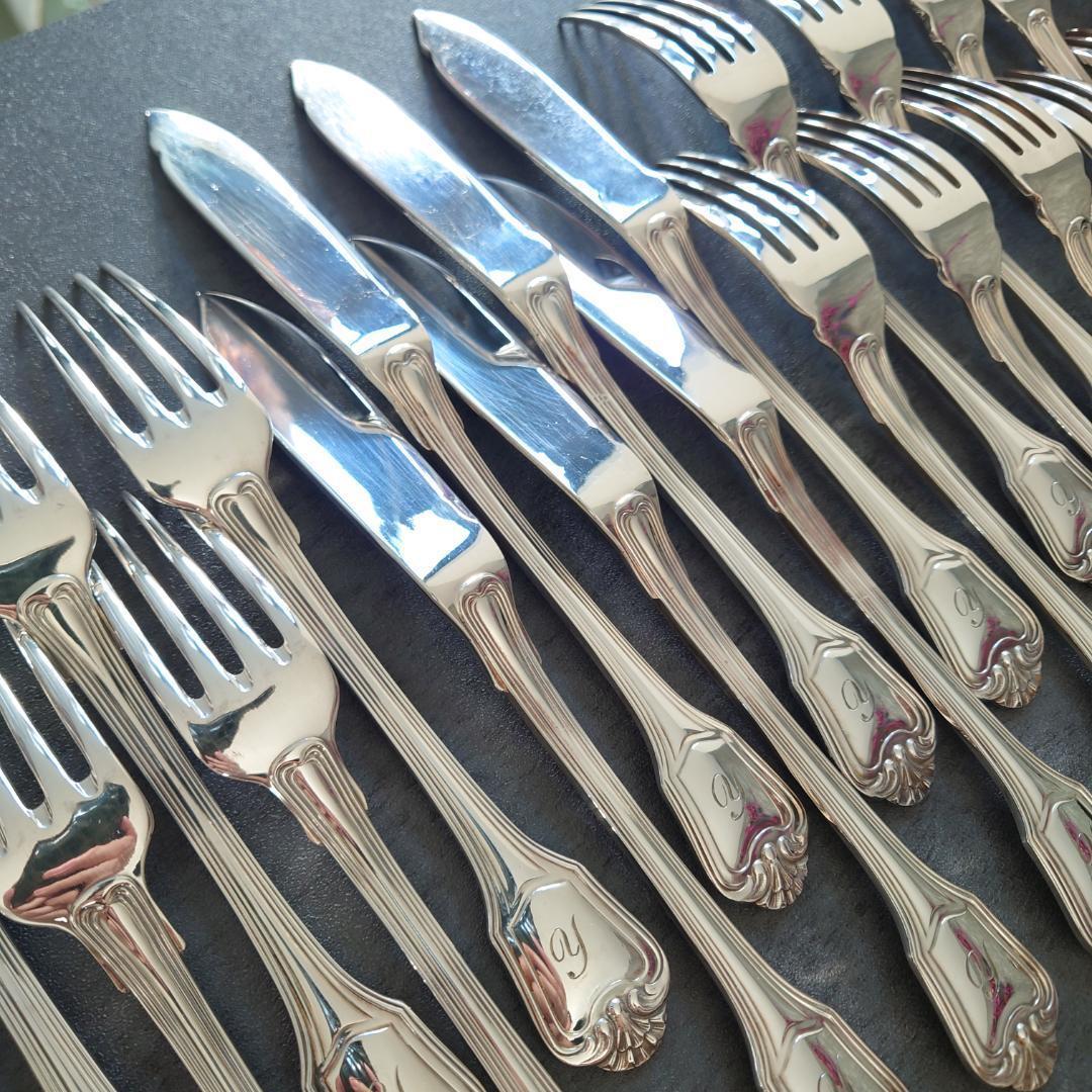 クリストフル ポートロイヤル54点ローマ字入り+ブールカトラリーレスト6点