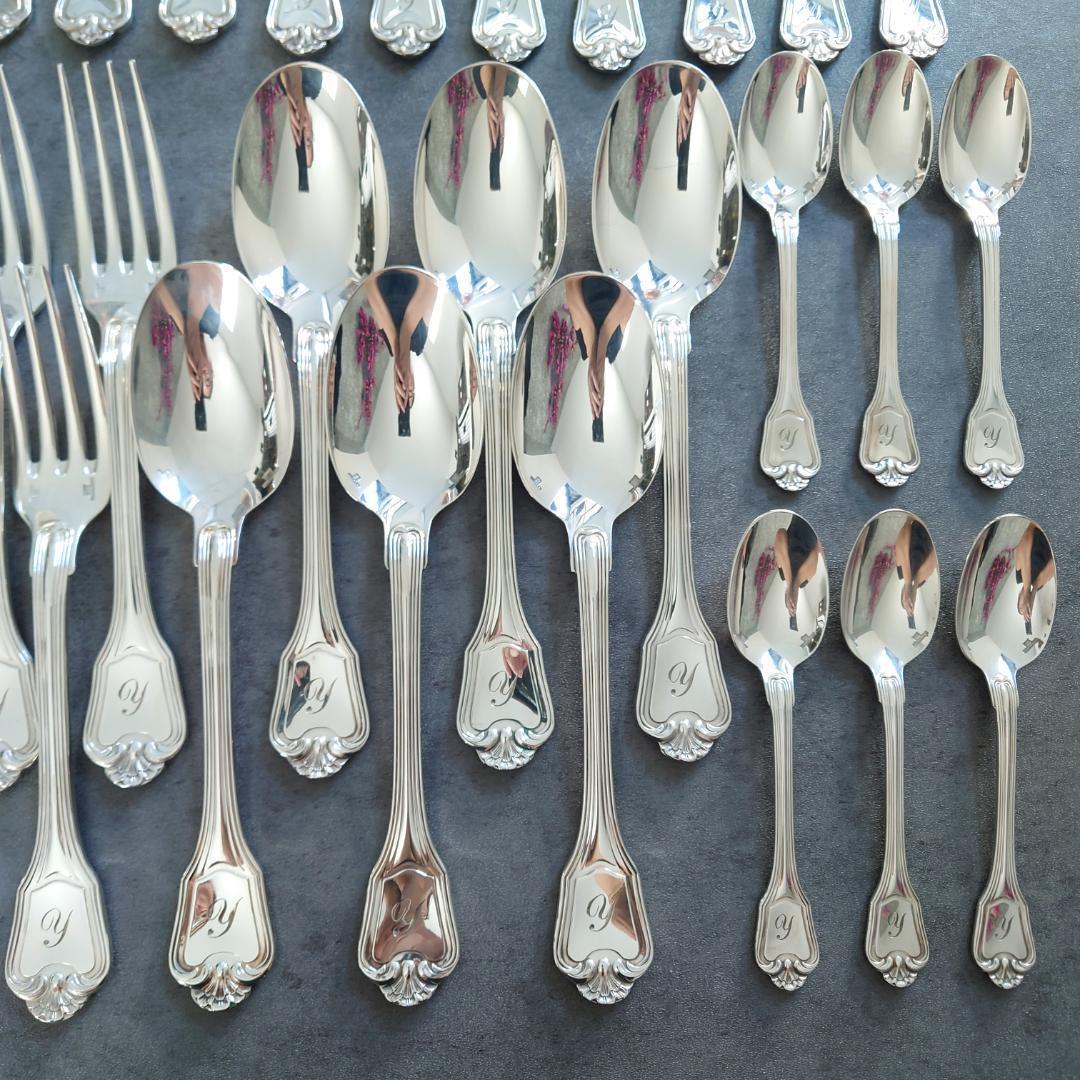 クリストフル ポートロイヤル54点ローマ字入り+ブールカトラリーレスト6点