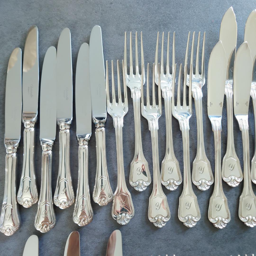 クリストフル ポートロイヤル54点ローマ字入り+ブールカトラリーレスト6点