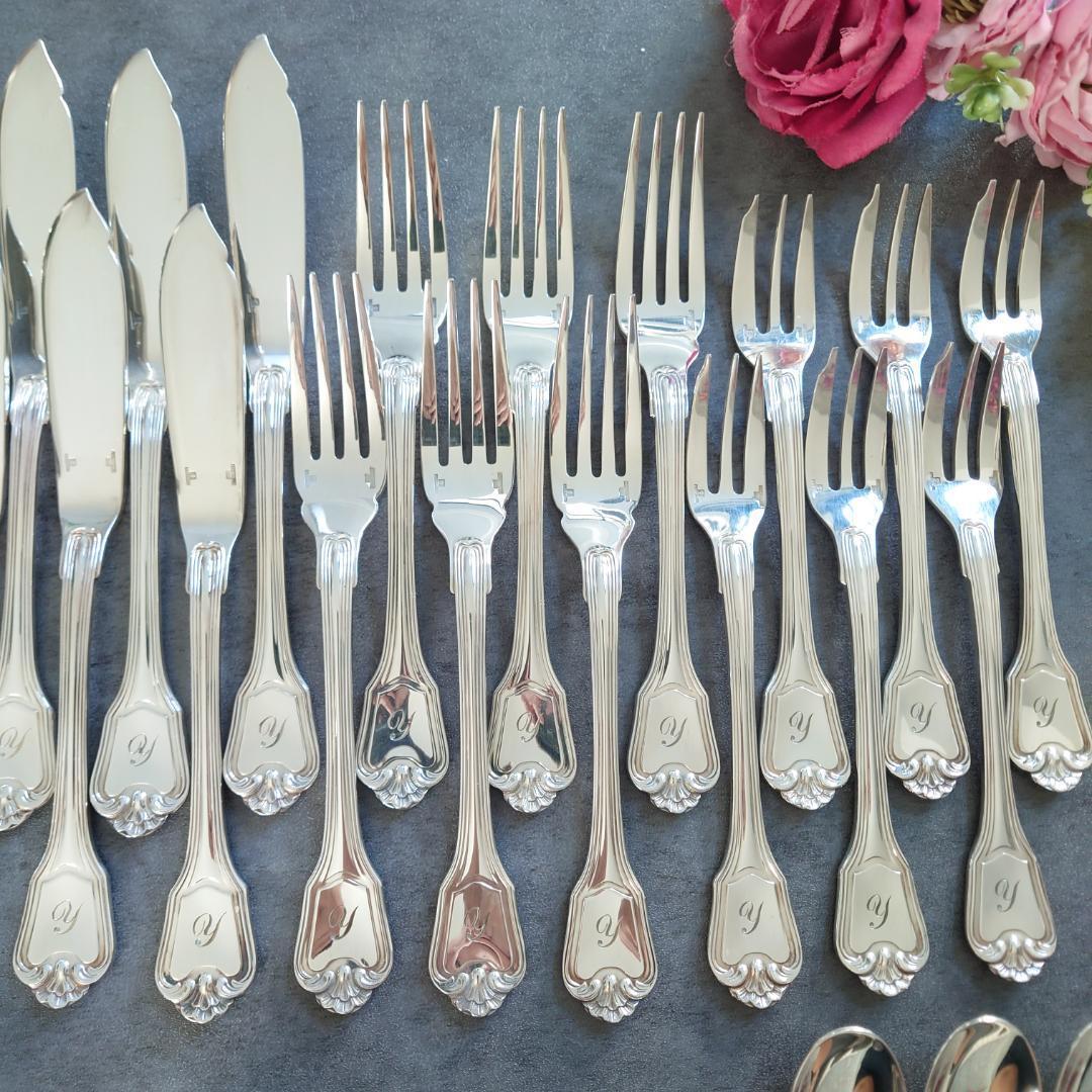 クリストフル ポートロイヤル54点ローマ字入り+ブールカトラリーレスト6点