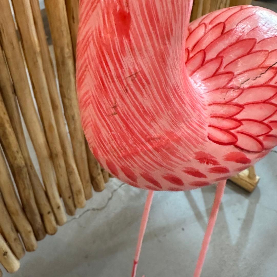 【訳あり】バリ島木彫りフラミンゴh130cm通常33,000円がなんと！