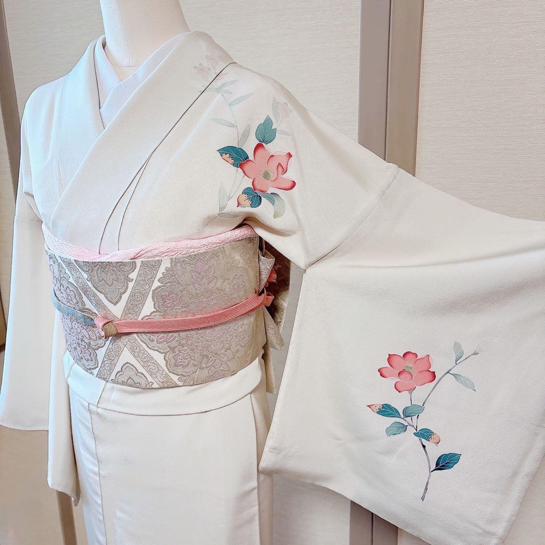 極美品　訪問着　フルセット 本加賀友禅 裄70 卒業式　入学式　L LL 白