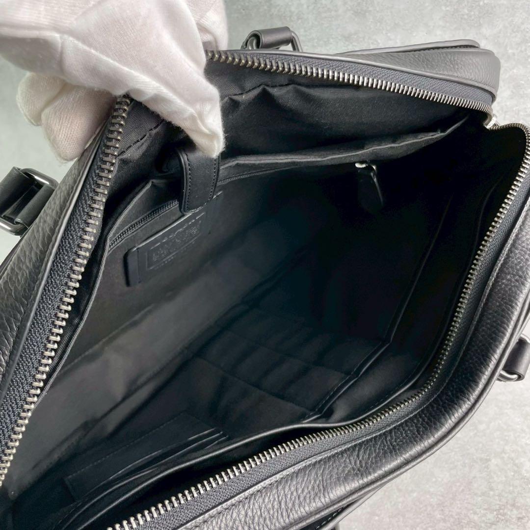 【美品】コーチ グラハム ビジネスバッグ 2way シボ革 A4収納可 ブラック