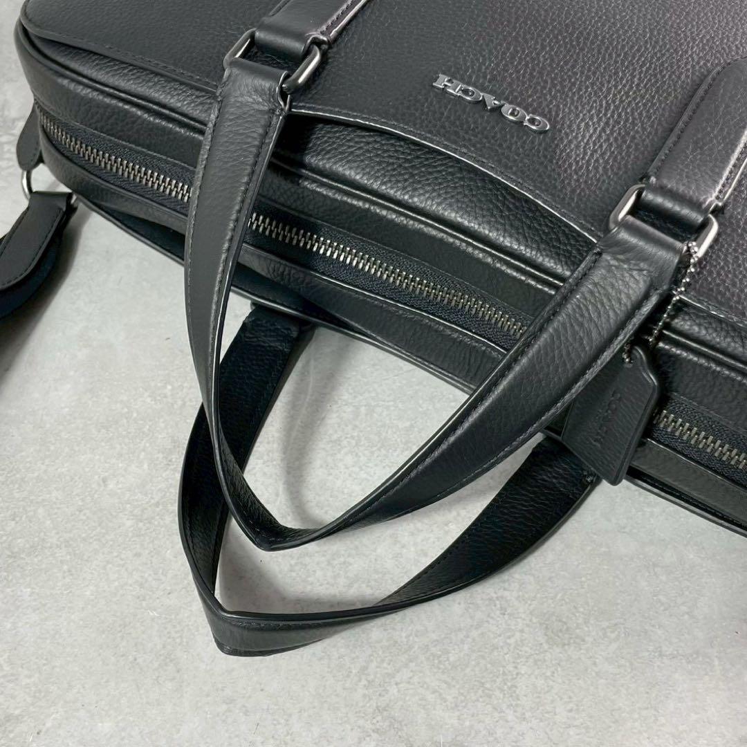 【美品】コーチ グラハム ビジネスバッグ 2way シボ革 A4収納可 ブラック