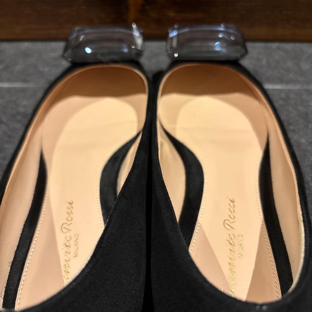 真*理様 ジャンヴィトロッシ　ビジューフラットパンプス36 スエード　ヒールパン