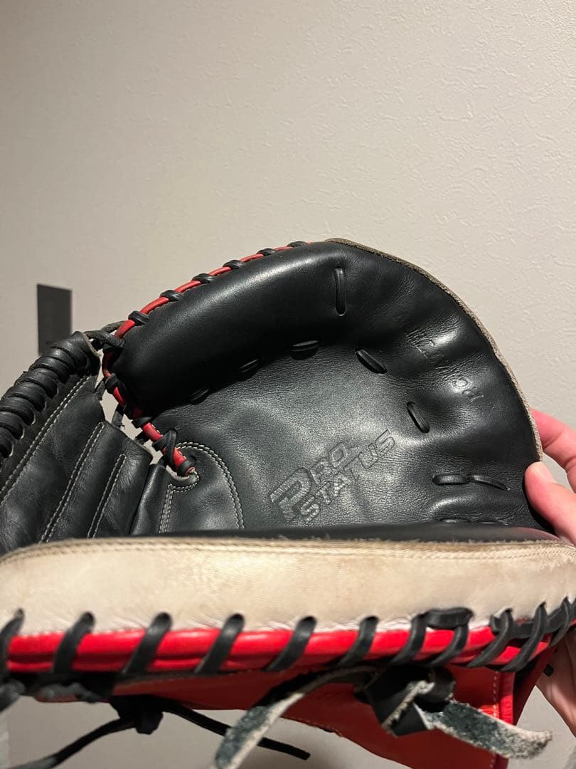 【美品】ZETT 軟式 キャッチャーミット 赤黒 プロステイタス