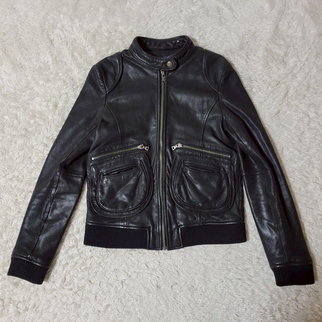 美品✨ヒステリックグラマー　シングルライダースレザージャケット　山羊革　ブラック