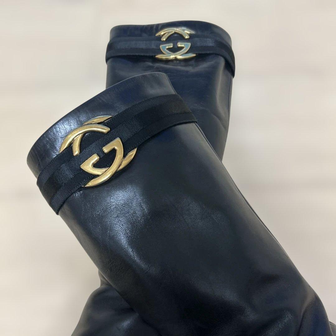 l*a様 GUCCI ブラックレザー ロングブーツ