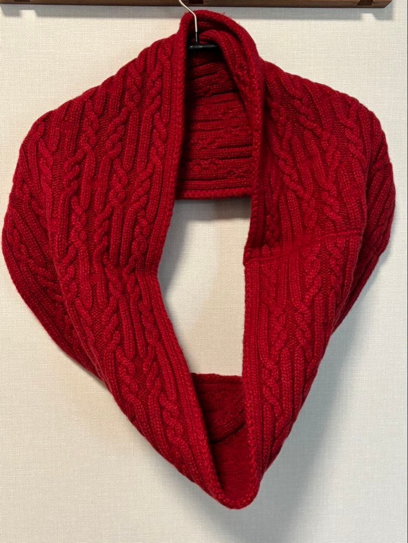 エルメス　カシミヤ混　赤色スヌード