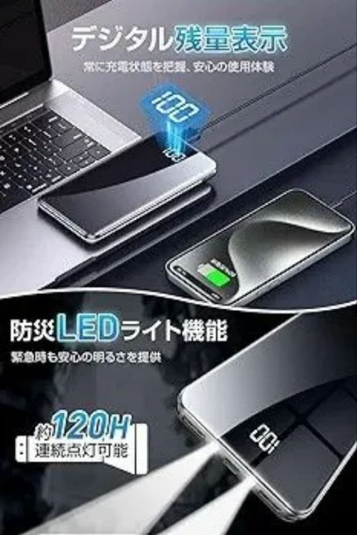 モバイルバッテリー 大容量 軽量 3台同時充電 最大2.4A出力 急速充電
