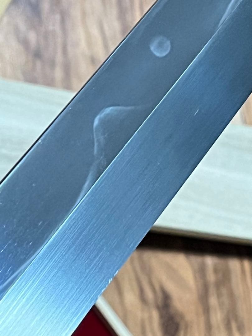 国内生産　新品未使用　包丁　切付　尺一　富士山　鏡面　黒檀八角柄　木箱付　印なし