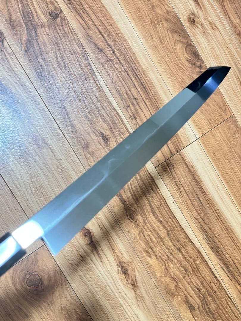 国内生産　新品未使用　包丁　切付　尺一　富士山　鏡面　黒檀八角柄　木箱付　印なし