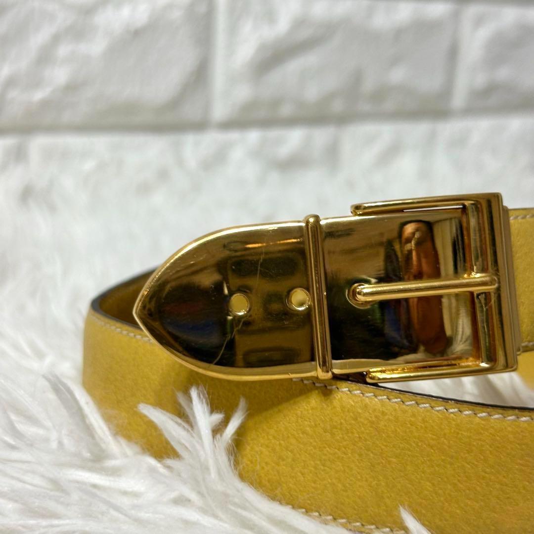 ⭐️極美品⭐️GUCCI ゴールドバックル　レザーベルト　希少デザイン