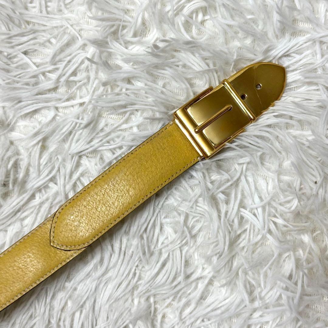 ⭐️極美品⭐️GUCCI ゴールドバックル　レザーベルト　希少デザイン
