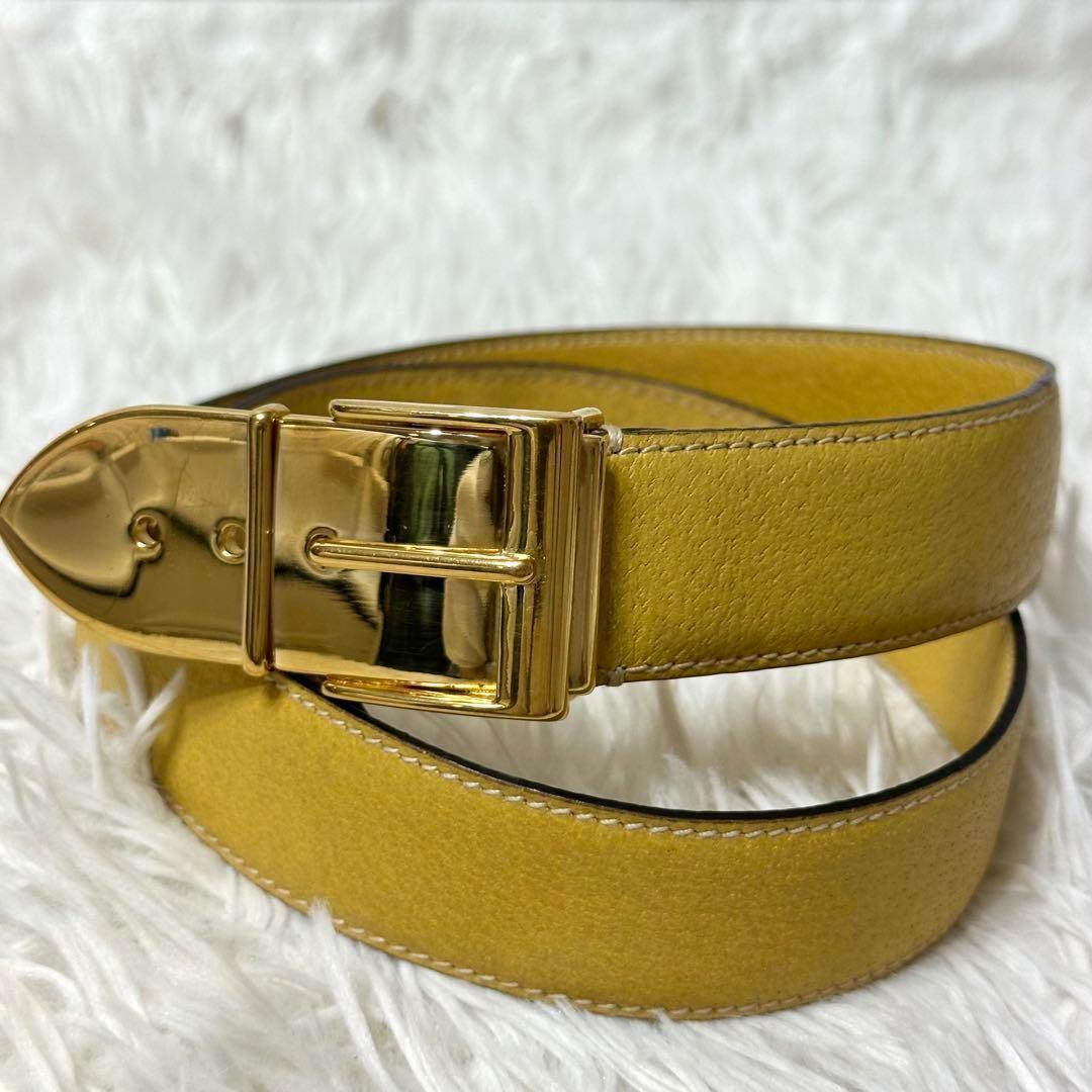 ⭐️極美品⭐️GUCCI ゴールドバックル　レザーベルト　希少デザイン