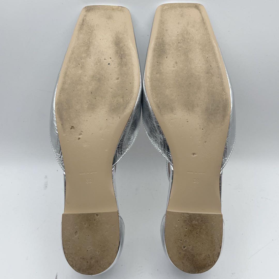 大人気❗️美品✨ピッピシック アンバー スクエアトゥ フラットシルバー 38 25