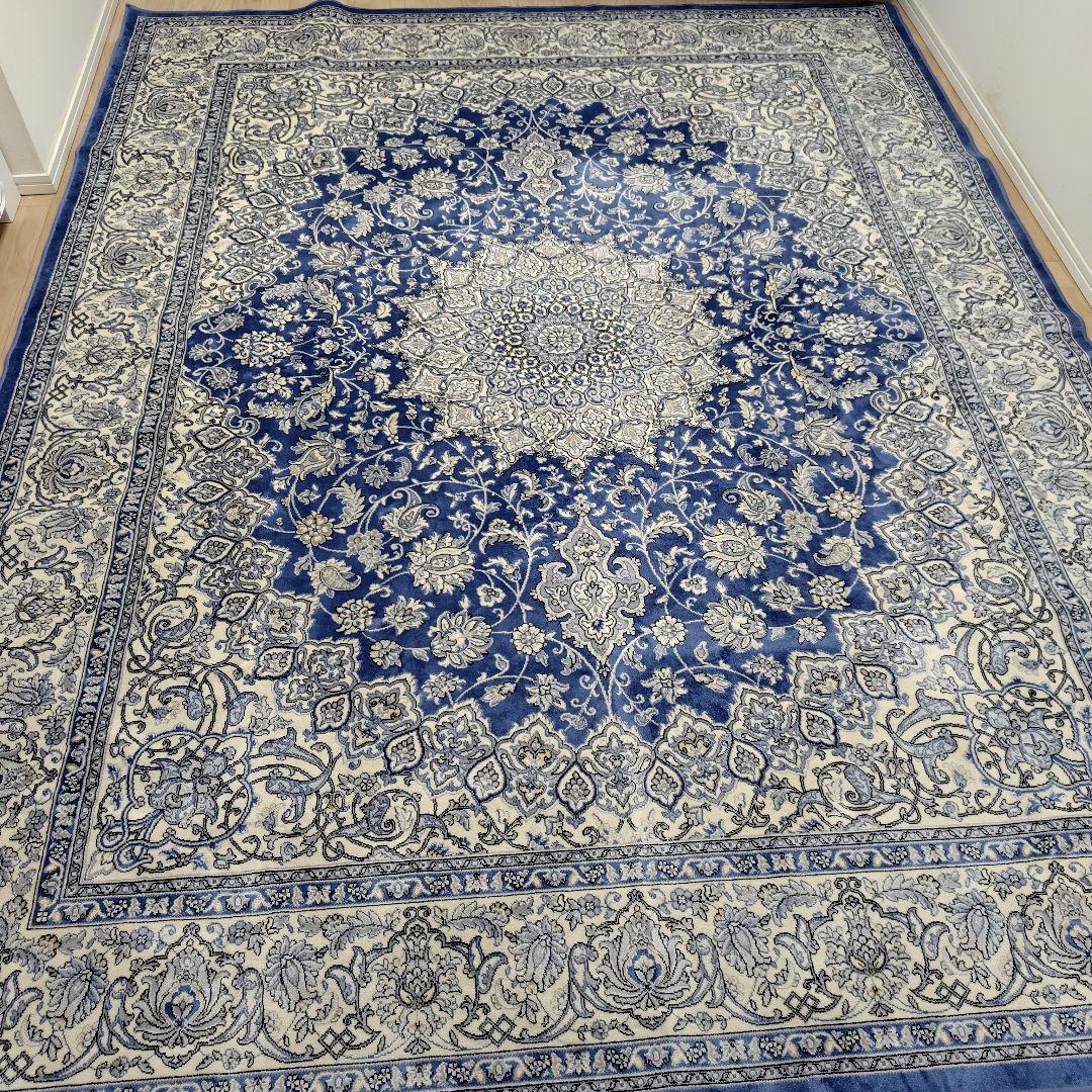 サヤンサヤン　ラグ　カーペット　絨毯　ブルー　ロイヤルパレス　3畳　滑り止め付き